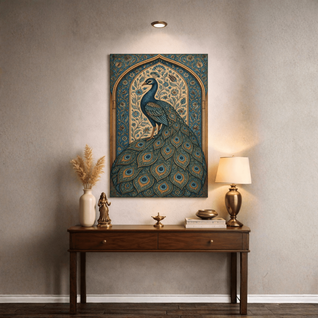 Royal Peacock Canvas Wall Art - Memories InsiteROYAL PICKCOCK FRAME- STRECHED